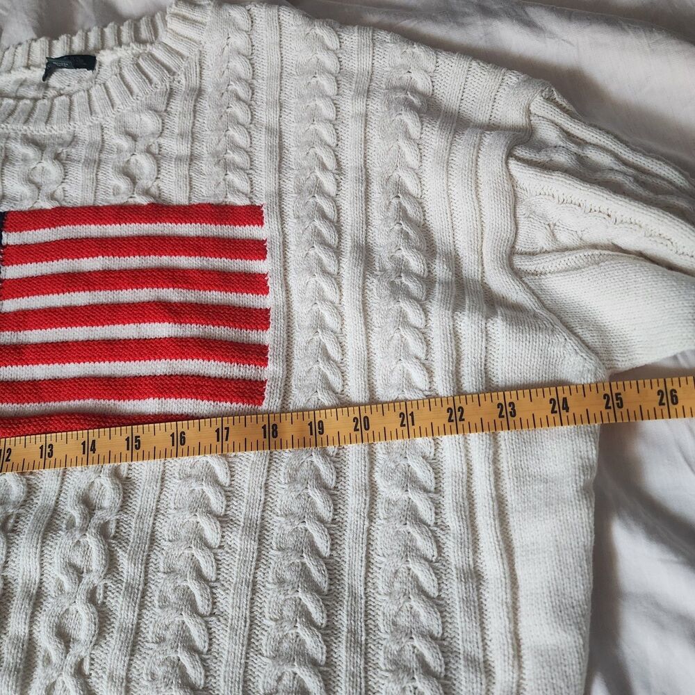 Wild Fable Womens Cream Cable Knit American Flag Crewneck Sweater Large Nwot - Picture 5 of 5